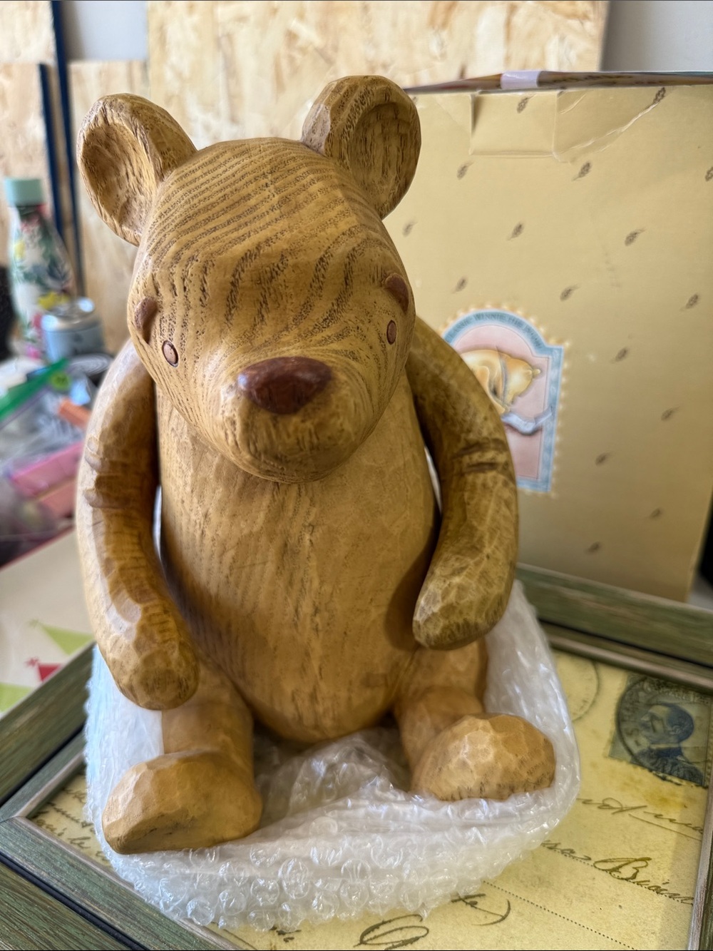 Hand-Carved Wooden Bear Figurine - Natural Brown